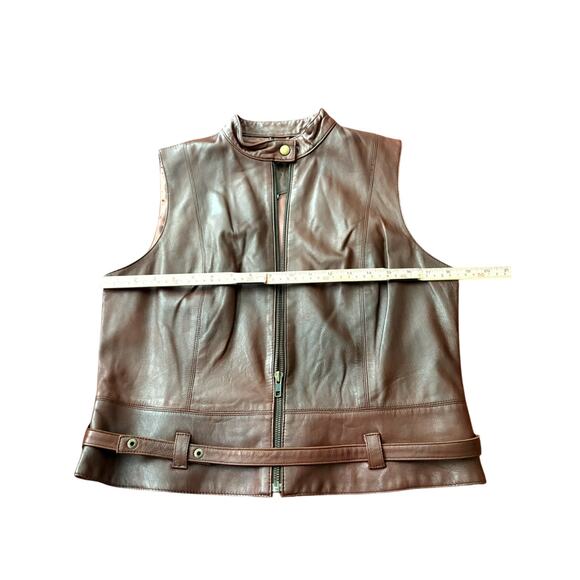 Cabi Leather Vest M | Equestrian Heritage Core Runway 2025 Belted Brown Moto - Picture 7 of 9